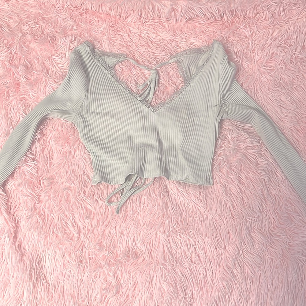 White laced backless top